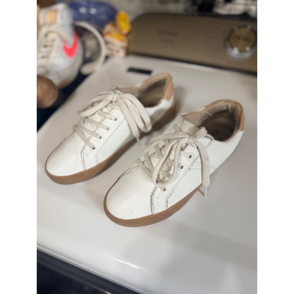 Naturalizer Morrison Sneaker Womens White Tan Good Leather Lace Up Gum Sole